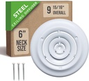 Handua 6" Neck Steel Round Air Supply Diffuser for Ceiling - White - 9-15/16" Outer Dimension