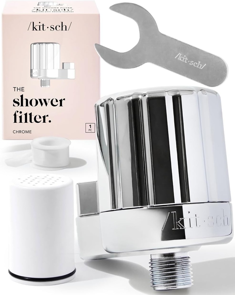 Chrome Shower Filter Head for Hard Water - Softens Water, Improves Hair & Skin, Removes Chlorine & Heavy Metals, Easy to Install