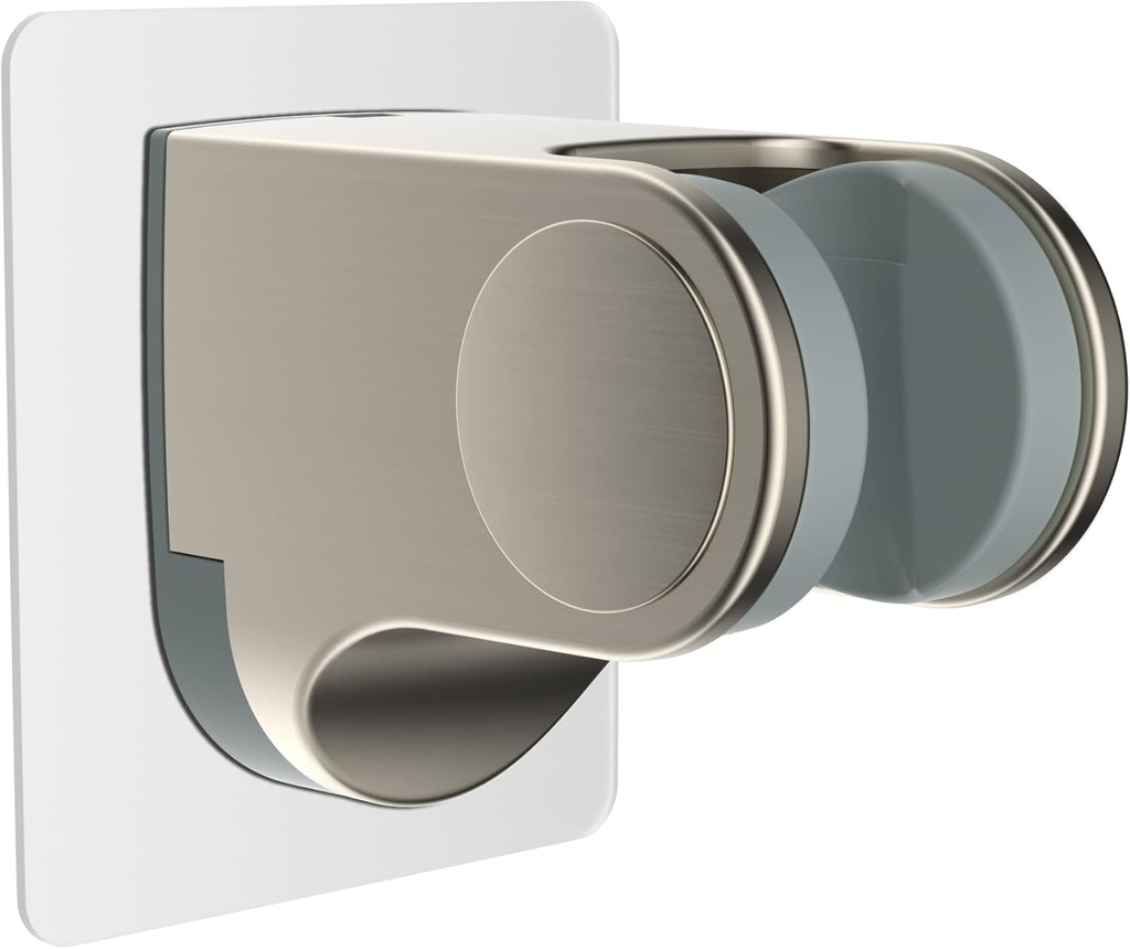 Adjustable Waterproof Shower Head Holder with Strong Adhesive - Brushed Nickel Handheld Shower Bracket for Wall Mount, No Drilling Needed