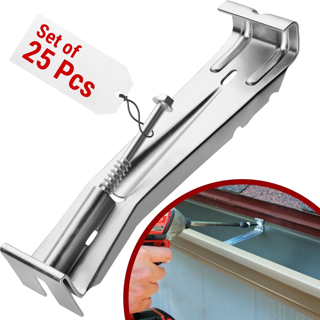 Pack of 25 Granatan 5ʼʼ Gutter Hangers with Pre-Assembled Screws - Lightweight Gutter Hangers