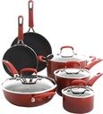 10-Piece Red Gradient Kenmore Elite Andover Nonstick Platinum Cookware Set