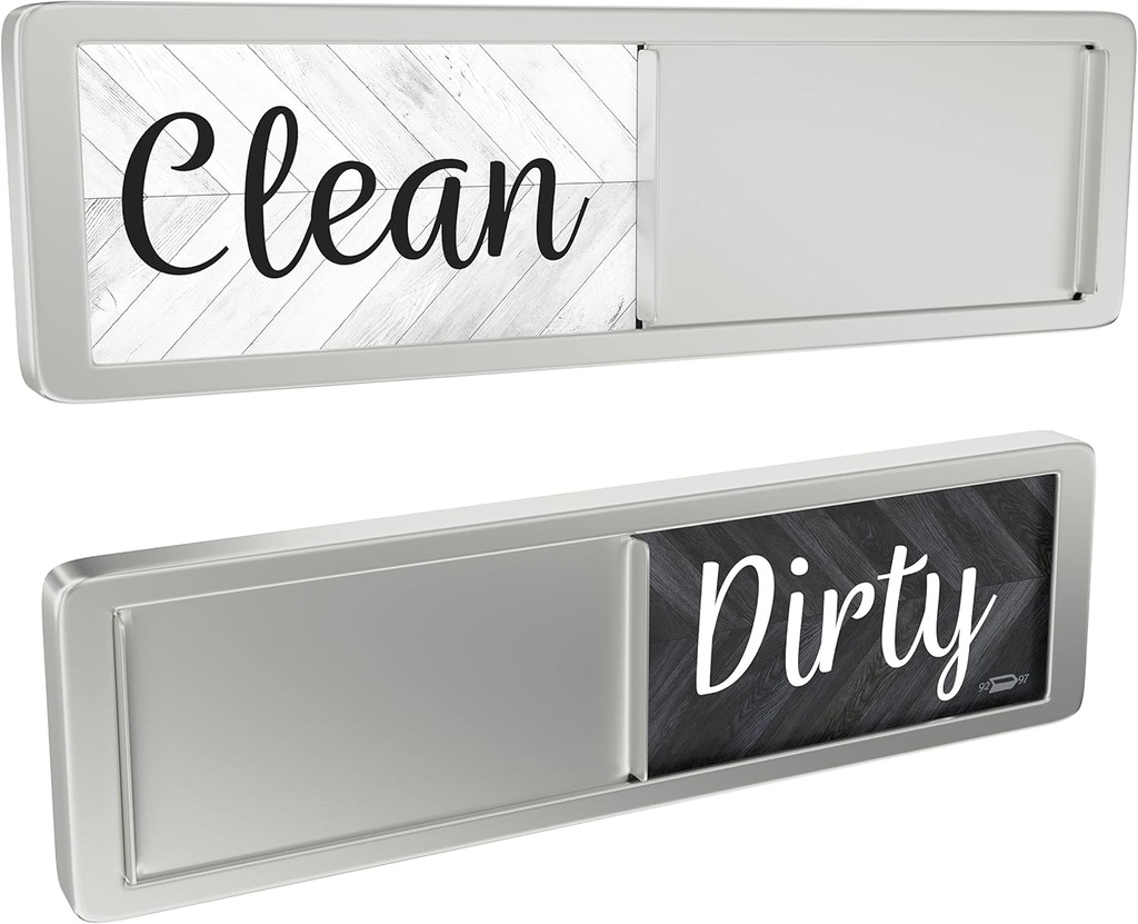 Universal Dishwasher Magnet Clean Dirty Sign for Kitchen Organization - Rustic Farmhouse Black and White Parquet Design