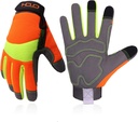 HANDLANDY Utility Safety Work Gloves for Men and Women - Touch Screen Mechanic Working Gloves in Orange - Size Small