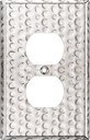 Stainless Steel Duplex Receptacle Wall Plate Cover, Corrosion Resistant, Mid-Size 1-Gang 4.88" x 3.11", Hammered Chrome Finish
