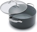 5QT GreenPan Valencia Pro Hard Anodized Ceramic Nonstick Stock Pot with Lid - PFAS-Free, Induction, Oven, Dishwasher Safe - Gray