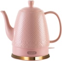 LONGSEED 1.2L Ceramic Electric Kettle with Fine Mesh Infuser, 1000W Rapid Boil, Auto Shut Off, Detachable Base, Glazed Relief Design