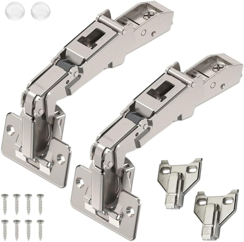 Pack of 2 Blum 170 Degree (B71T655) Full Overlay Self Close Nickel Hinges with Bumpers & Screws