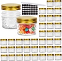40 Pack 4 oz Glass Mason Jars with Regular Lids for Jam, Honey, Candies - Includes Pens and Labels - Wedding Favors and Decorations