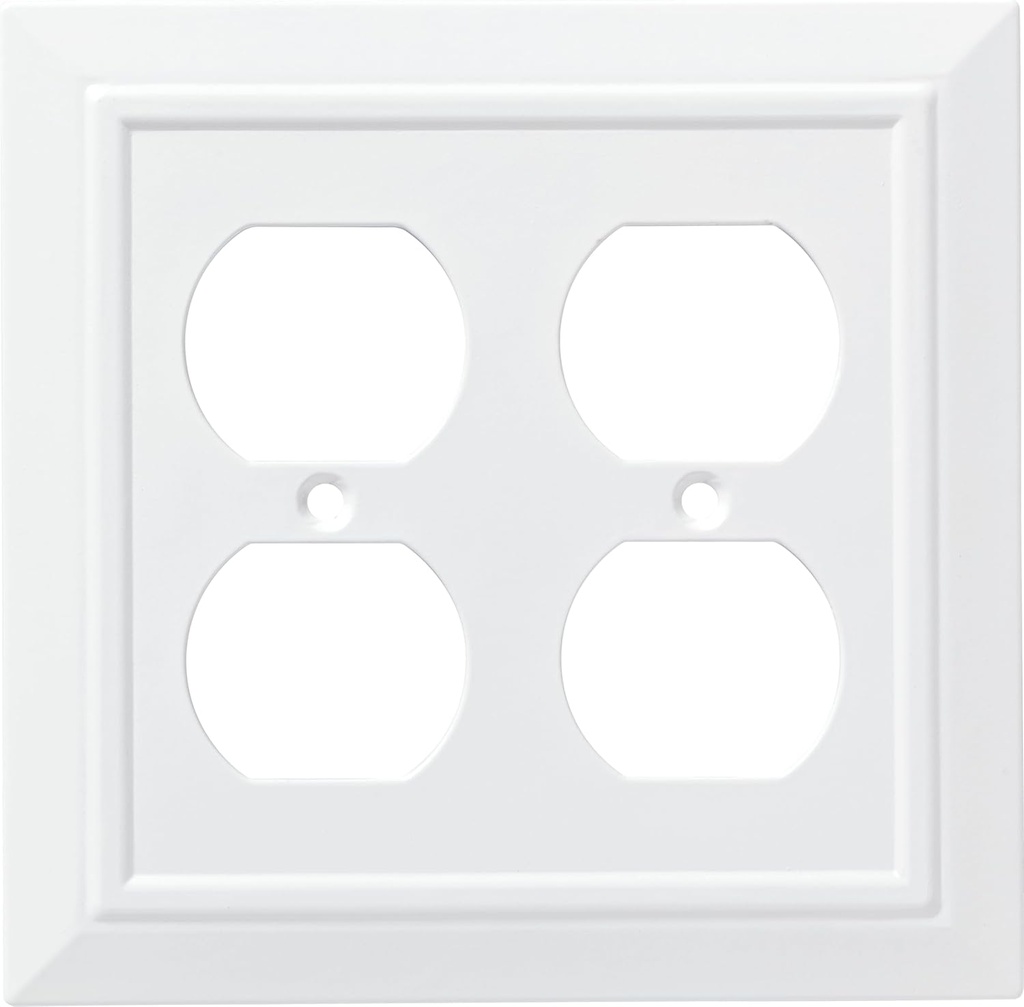 Franklin Brass Classic Architecture Pure White 2-Gang Wall Plate Outlet Covers (1-Pack) Double Duplex Switch Plates W35247-PW-C