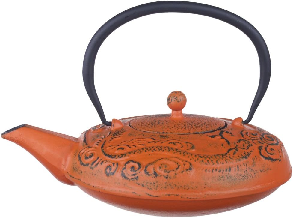 40-Ounce Orange Dragon Cast Iron Teapot by M.V. Trading - Felicity Series