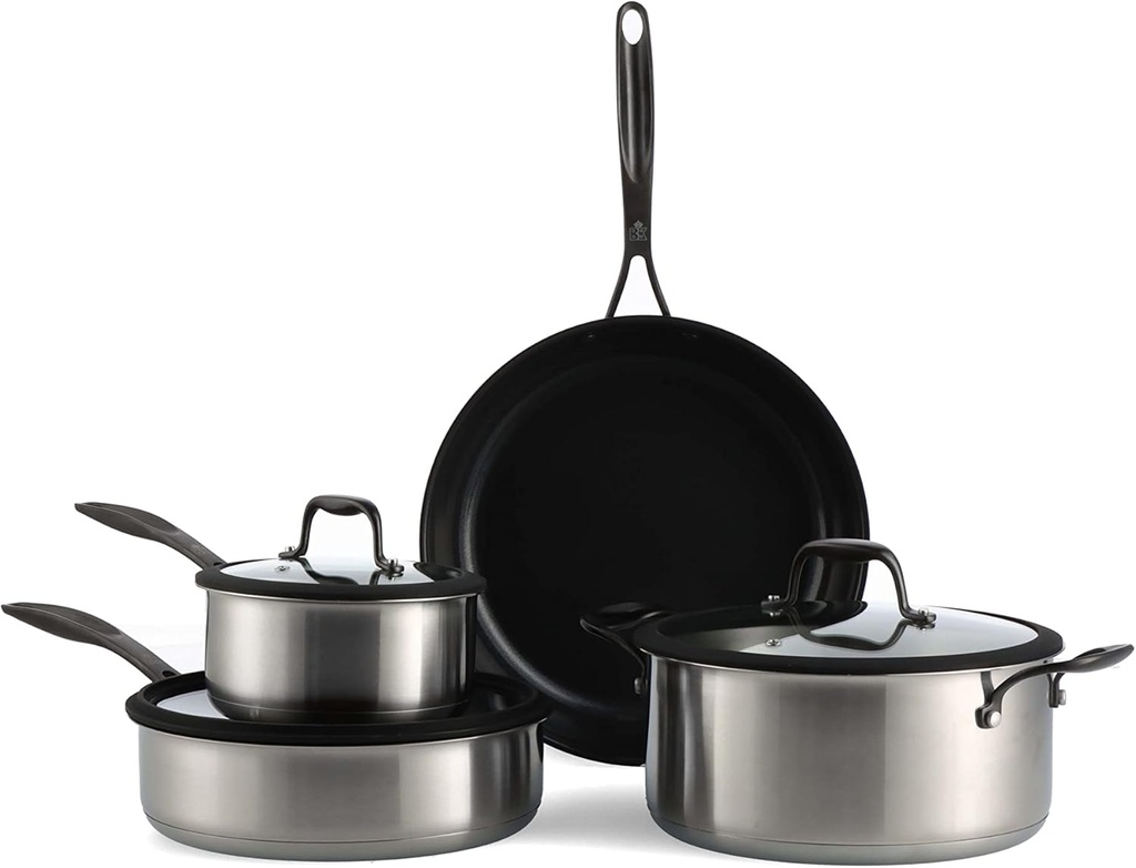 7-Piece Nonstick Ceramic Cookware Set in Black, Induction Compatible, PFAS-Free & Dishwasher Safe