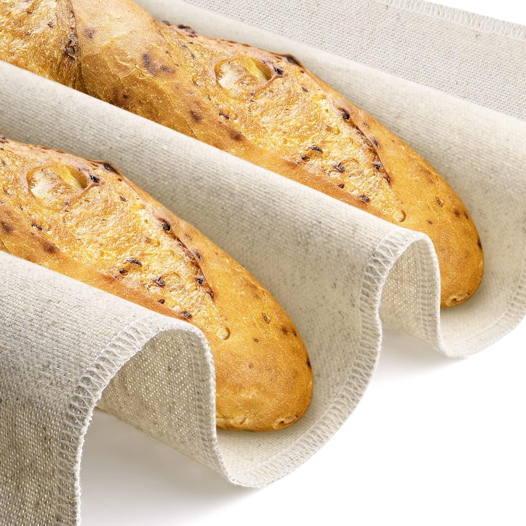Flagood Non-Stick Bakers Dough Couche Cloth for Baguettes, Loaves, and Ciabatta - 30.3X17.7inch Natural Flax Linen Shaping Tool