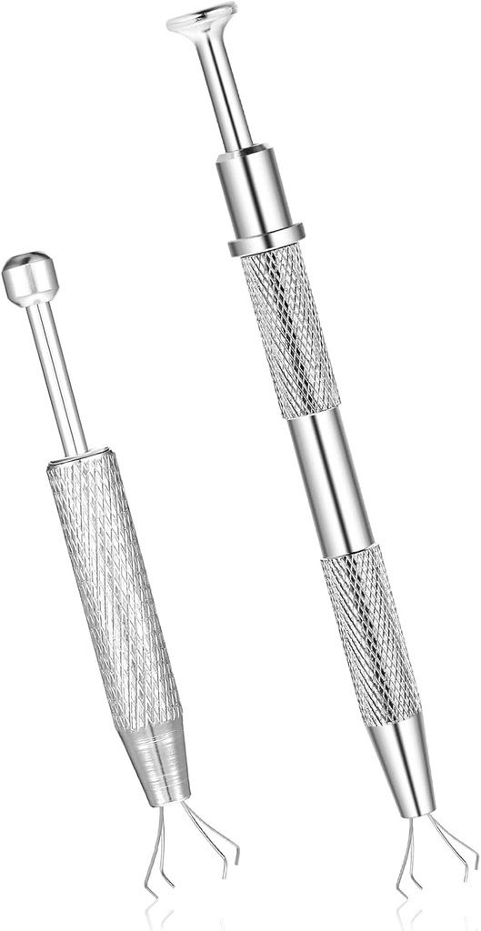 Stainless Steel 4-Claw Jeweler's Pickup Tool Set for Small Parts - Metal Grabber Claw with 4 Prongs for IC Chip, Electronics, Nails - Silver