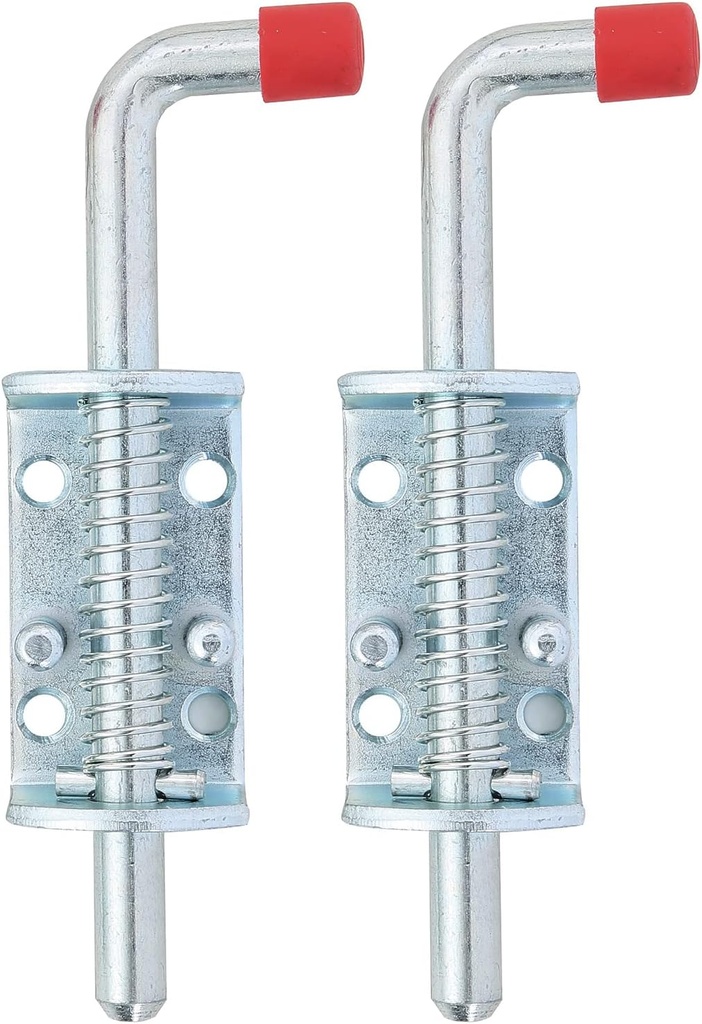 6.5" Heavy Duty Metal Lock Barrel Bolt Spring Loaded Latch with Grip for Gate Shed Door Tailgate Trailer Garage, Set of 2 Silver