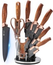 9-Piece SmartKnight Kitchen Knife Set with Acrylic Block and Sharpener - Stainless Steel Chef Knives with Non-Stick Coating for New Homes