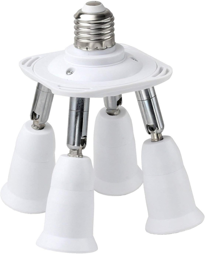 4-in-1 E26 Light Socket Adapter Converter for LED Bulbs - 360° Adjustable, 180° Bendable, Max 240W