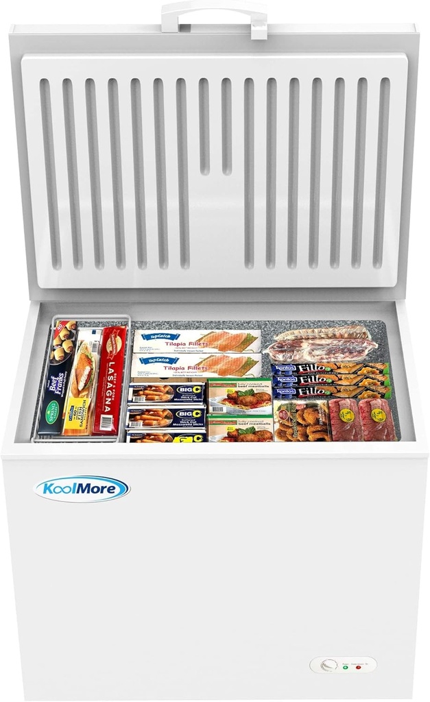 KoolMore SCF-9C 10 cu. ft. Deep Chest Freezer with Wire Basket, Compact Food Storage for Commercial and Home Use - ETL Certified White Color