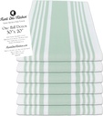 Aunti Em's Kitchen Designer Hand and Dish Towels - 100% Cotton, Oversized 20 x 30 inches, Sage Stripe - Pack of 6