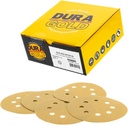 50-Pack of Dura-Gold 5" Gold Sanding Discs - 150 Grit with 8 Hole Pattern Dustless Hook & Loop Backing for DA Sanders - Aluminum Oxide Abrasive for Sanding Automotive Paint and Woodworking Wood