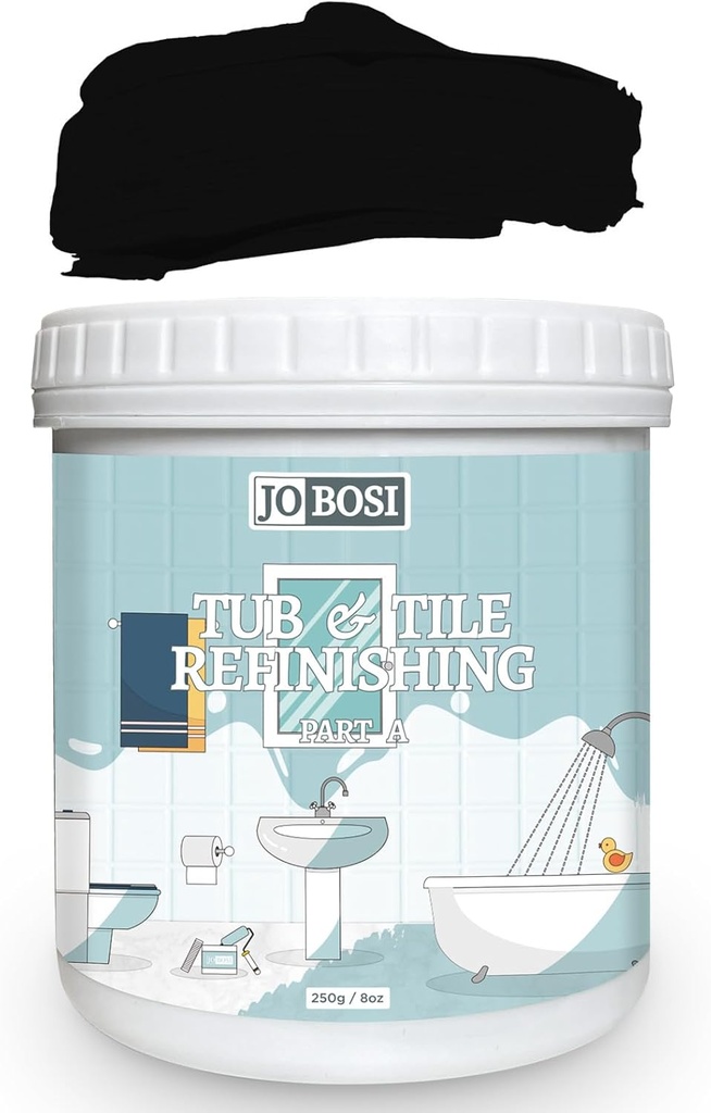 Waterbased Tile Paint Kit for Tub, Sink, Countertop - DIY Black Tile Refinishing Kit for Bathroom and Kitchen - 8.0 Fl Oz
