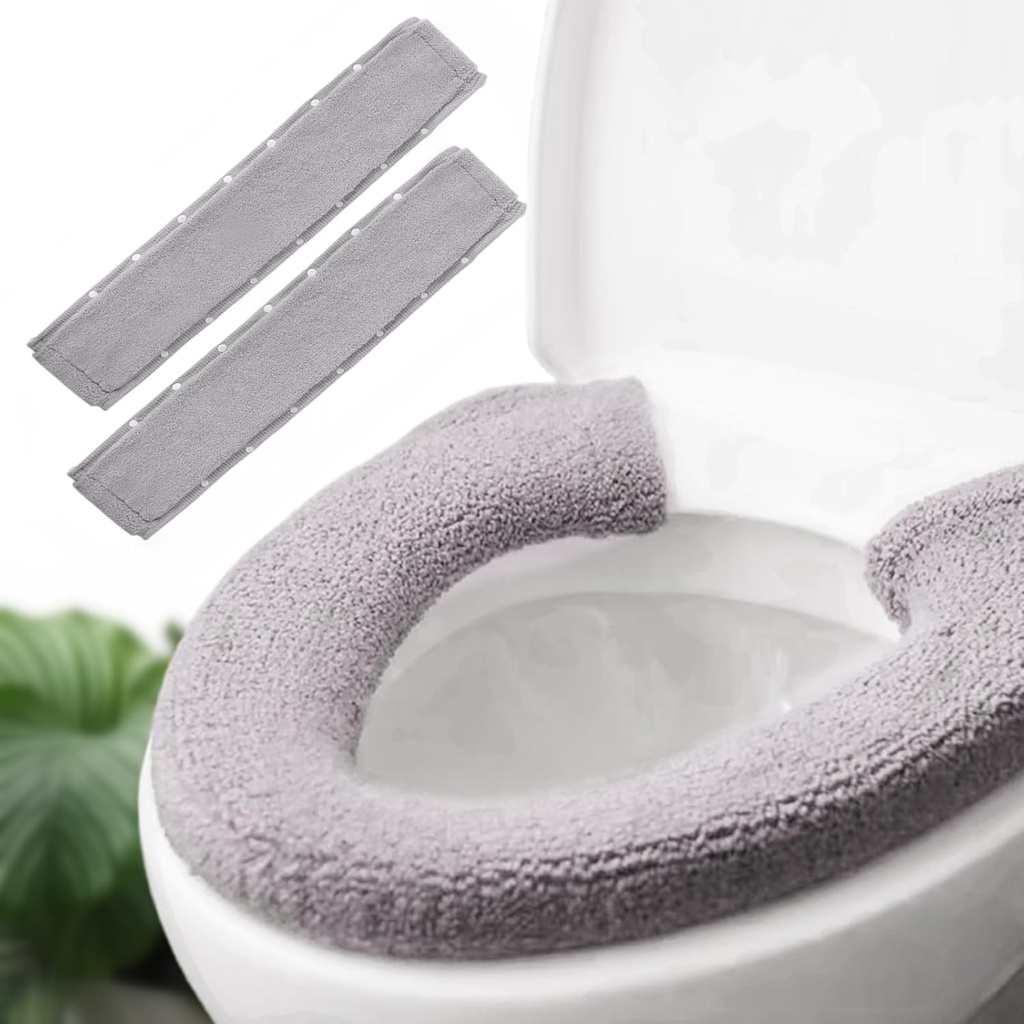 2-Pack JorgenZ Smoky Gray Toilet Seat Cover Warmers - Plush Thick Bathroom Cushions for Warmth and Comfort