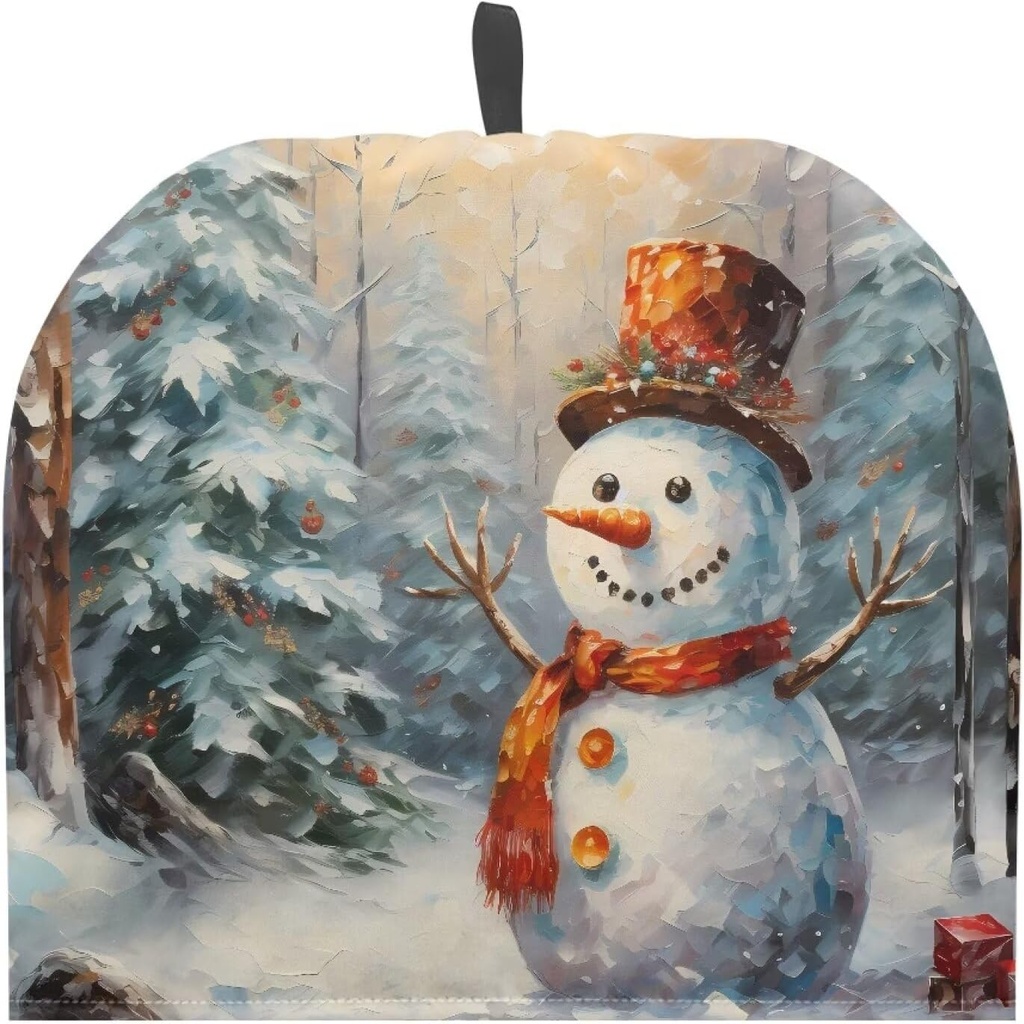 Suhoaziia Christmas Snowman Forest Tea Cosy - Insulated Teapot Cover with Thermal Insulation for Breakfast Warmer - Machine Washable Home Kitchen Table Decor for Tea Party