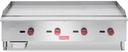 48" Commercial Gas Griddle Countertop with 4 Burners - Natural Gas/Propane, 120000 BTU, Stainless Steel Plate Grill for Restaurants
