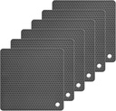 Set of 6 Dark Gray Silicone Trivets for Hot Dishes, Pots, Pans, and More - Heat Resistant Kitchen Mats