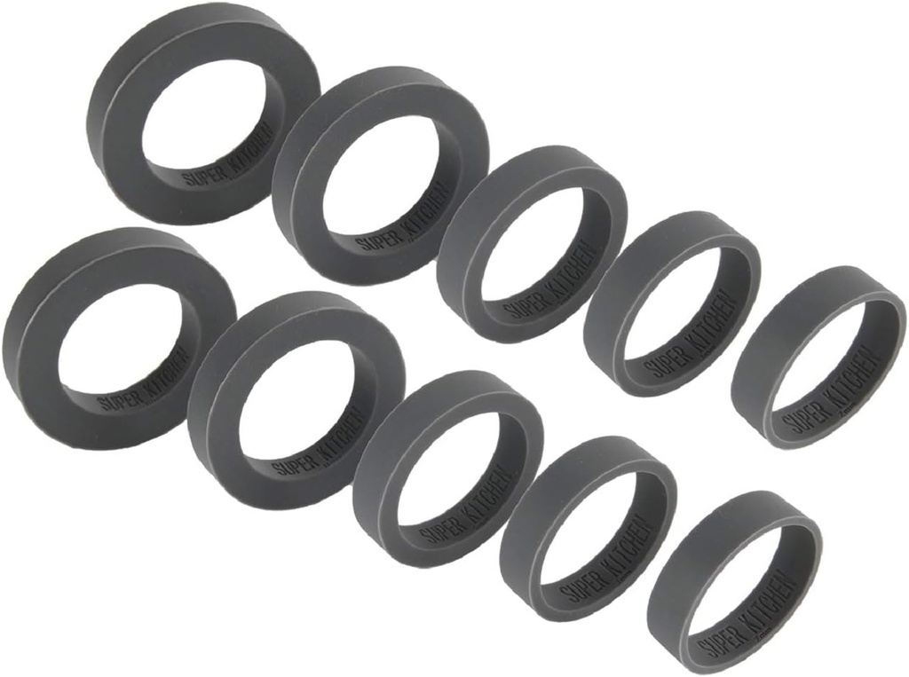 10-Piece Silicone Guide Rings Set for Rolling Pin - Thickness Spacer Bands for Baking Dough Roller - Fits 1.5" Wide Roll Pins - By Folksy Super Kitchen