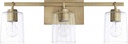 Aged Brass 3-Light Urban/Industrial Bathroom Vanity Wall Light with Clear Seeded Glass - Capital Lighting HomePlace Lighting 128531AD-449, 300W, 9" x 25