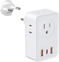 Maxpw European Travel Plug Adapter with 4 AC Outlets, 3 USB Charger, Type C International Power Adaptor for Europe - Italy, Spain, France, Portugal, Iceland, Germany