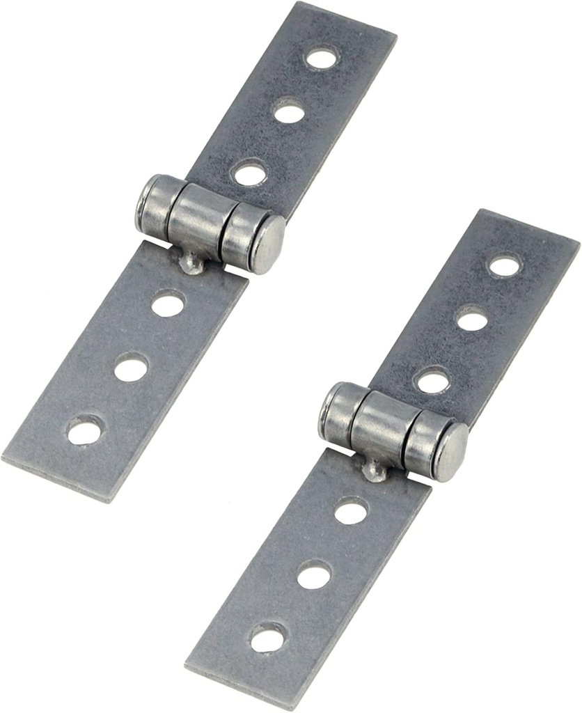 Set of 2 Small 3 inch Silver Folding Butt Hinges for Crafts, Stainless Steel Furniture Hinges for Window & Door Frames - 6 Hole Hinge