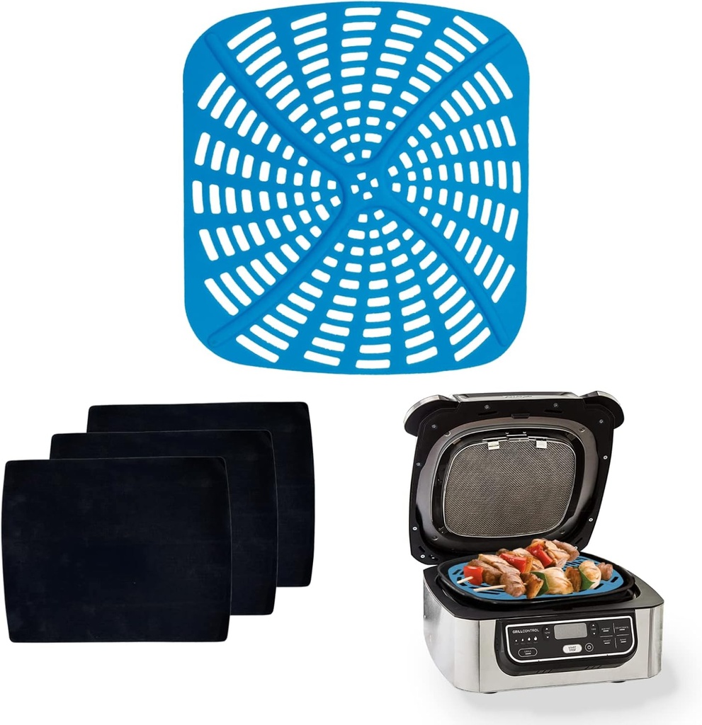 Silicone Air Fryer Liners & Grill Mats Set for Ninja Foodi AG301 - Non-Stick Reusable Accessories