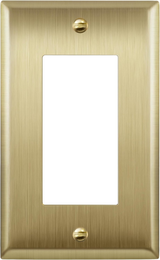Stainless Steel 1-Gang Decorator Wall Plate, Corrosion Resistant Outlet Cover, Brushed Brass Finish, 4.50" x 2.76" - Enerlites 7731-BB