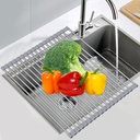 Stainless Steel Expandable Over the Sink Dish Drying Rack - 23.6" x 13.0" - Large Multipurpose Kitchen Drainer Rack