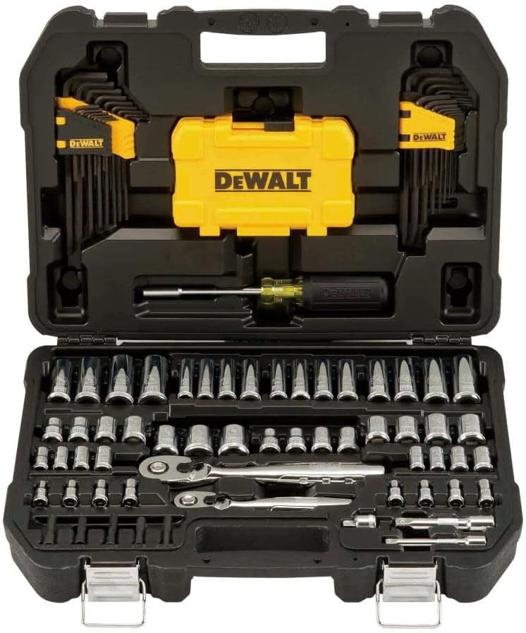 DEWALT 108-Piece Mechanics Tool Kit and Socket Set, 1/4" & 3/8" Drive, SAE DWMT73801