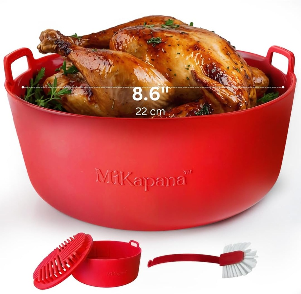 MiKapana Red Silicone Air Fryer Basket Liner - 8.6" BPA-Free Reusable Accessory