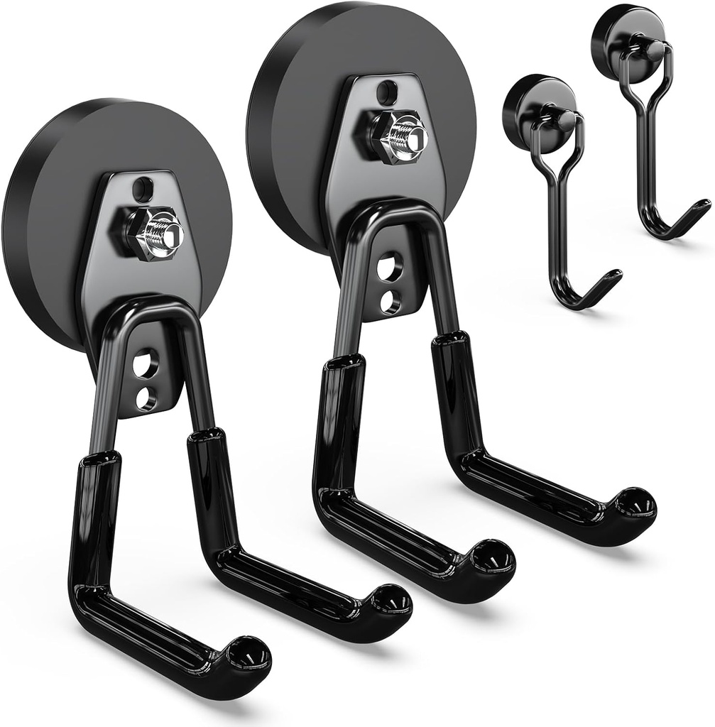 Heavy Duty 3-Hook Magnet Set for Hanging Power Drill and Tools in Garage or Workshop