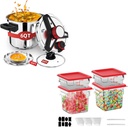 SVKLHY 304 Stainless Steel Pressure Cooker 6 QT with 3-In-1 Function and 2QT & 4QT NSF Food Storage Containers