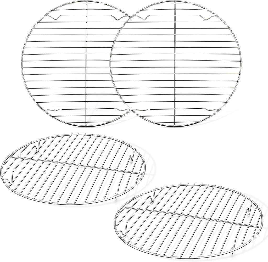 Set of 4 TeamFar 10.5" Stainless Steel Cooling Racks for Baking, Steaming, Roasting - Oven & Dishwasher Safe, Non-toxic