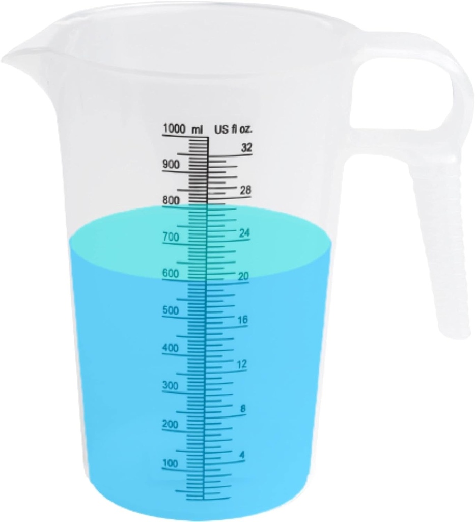 Multipurpose 32oz Measuring Pitcher for Chemicals, Oil, Pool, Lawn - Plastic with Ounce and Milliliter Increments
