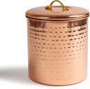 Stainless Steel and Copper 2 Quart Air Tight Food Canister with Caddy - Antique Copper Plated Storage Container