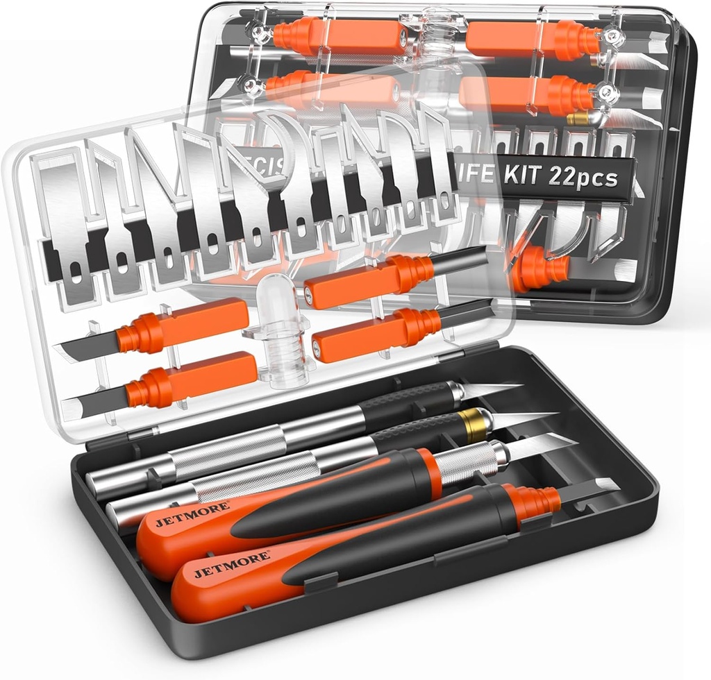 22-Piece Exacto Knife Set for Modeling, Carving, and Crafting - Precision Hobby Knife with Blades for Stencil, Scrapbooking, and Art