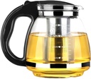 2000ml Glass Teapot with Removable Infuser and Scale Line for Blooming Tea - Black