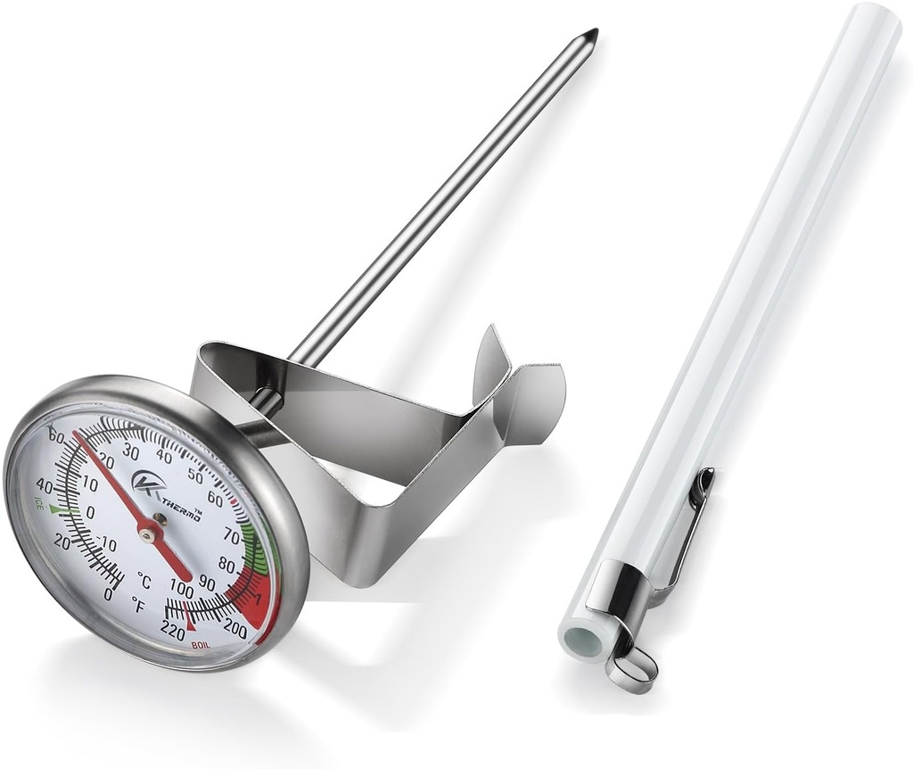 KT THERMO Instant Read 2-Inch Dial Thermometer - Ideal for Coffee, Chocolate Milk, and Foam Drinks