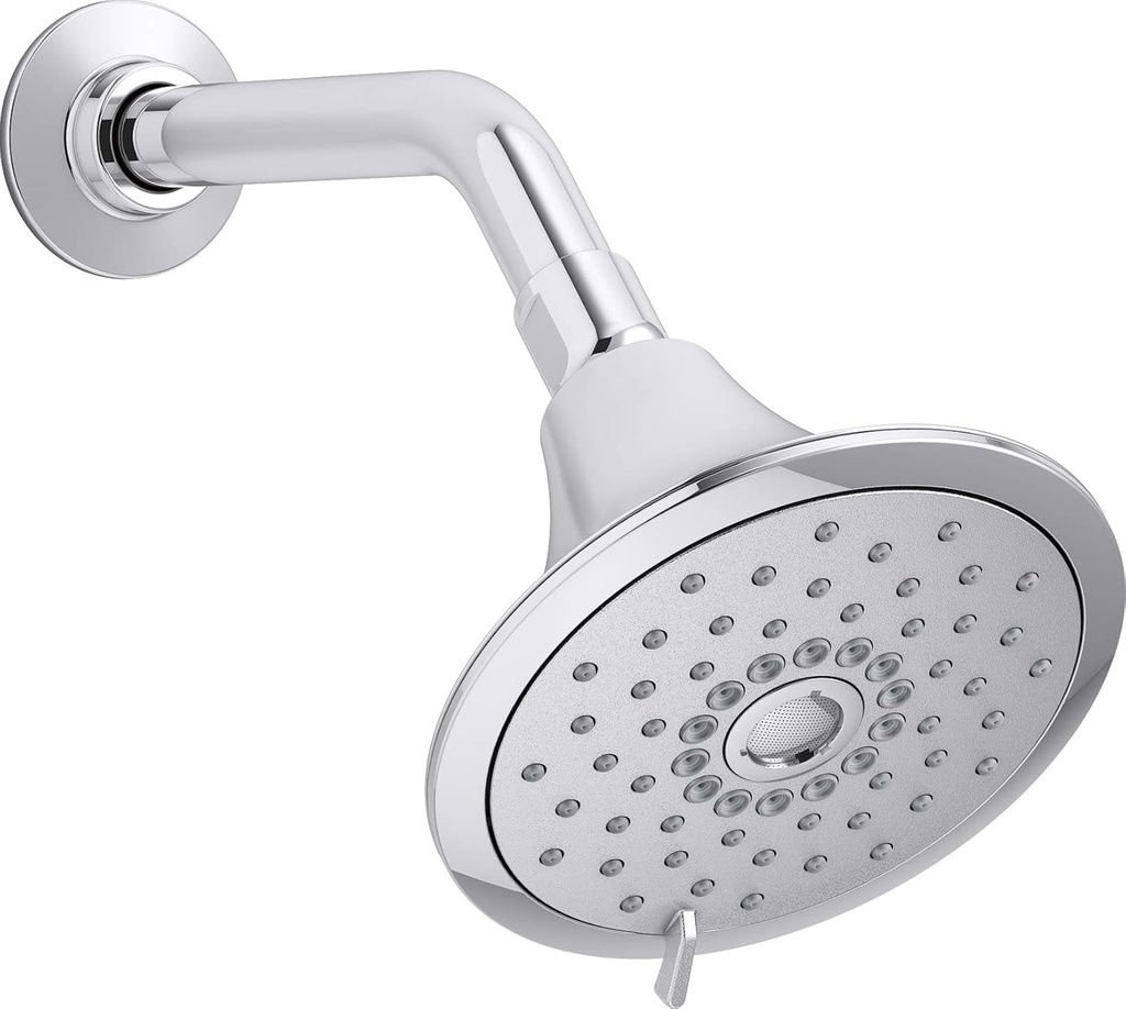 KOHLER 22169-CP Forte Multifunction Showerhead, 3 Spray Settings, Polished Chrome, 2.5 GPM, Wall-Mounted