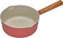 8" Nonstick Ceramic Coated Sauce Pan with Wooden Handle - Dr. HOWS OMIZA 2 Quart Medium Saucepan for Gas, Electric, Induction Stove - PFOA and PFOS-free (Coral)