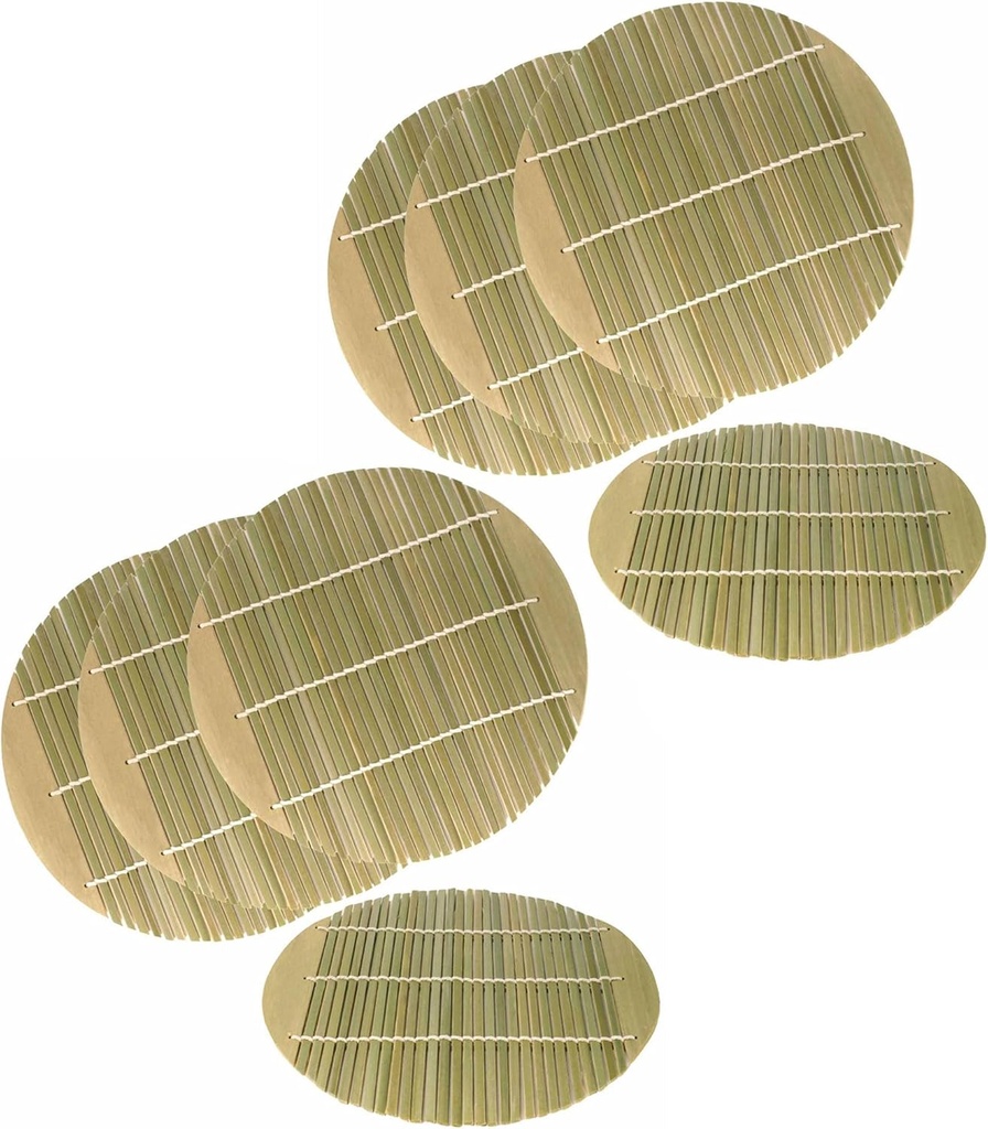 Set of 8 Green Bamboo Steamer Liners, 7.8 Inch Diameter Kitchen Mat Inserts