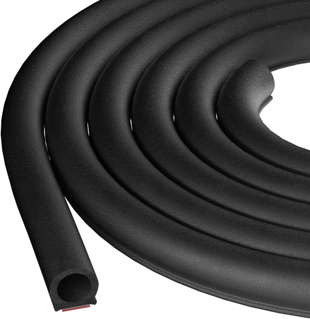 10Ft D-Shape Rubber Seal Strip for Automotive Weatherproofing - Self-Adhesive EPDM Rubber Seal for Car, Truck, RV, Boat