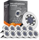 12 Pack INCX Solar Lights Outdoor Waterproof for Patio Pathway Lawn Yard Deck Driveway Walkway - Cold White Landscape Lighting